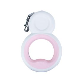 Pet Leash Retractable Tractor with LED and Garbage Bag Harnesses (Color: Pink)
